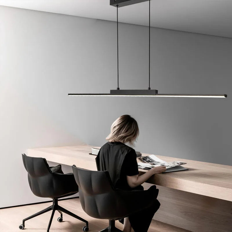suspension lumineuse led ligne noir moderne minimaliste salle manger salon chambre principal