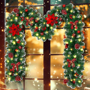 décoration noël guirlande led branches sapin pommes pin baies rouges traditionnelle festive