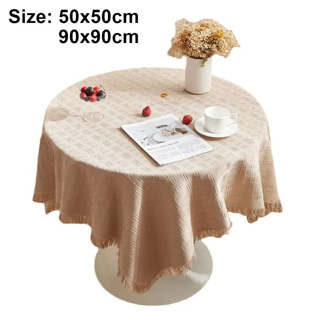 nappe table moderne 50x50cm 90x90cm rayures diagonales franges beige jaune rose bleuclair festive