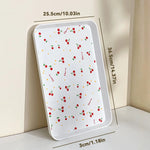 assiettes plates moderne motif cerises lettres cherry beige clair rangement bijoux parfum organisateur cuisine