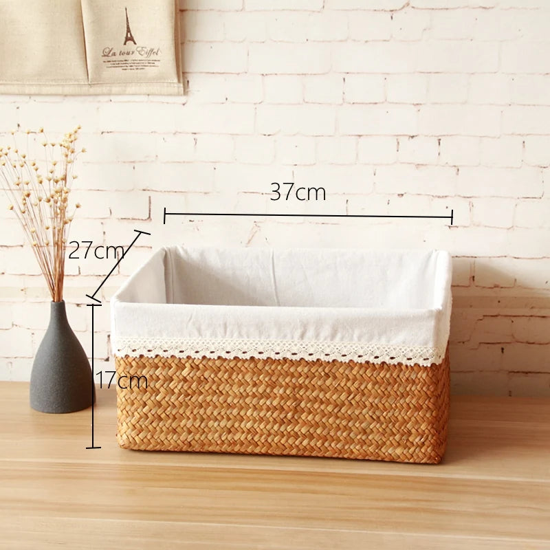paniers paille naturels panier couvercle poignées métalliques boho chic rustique salon