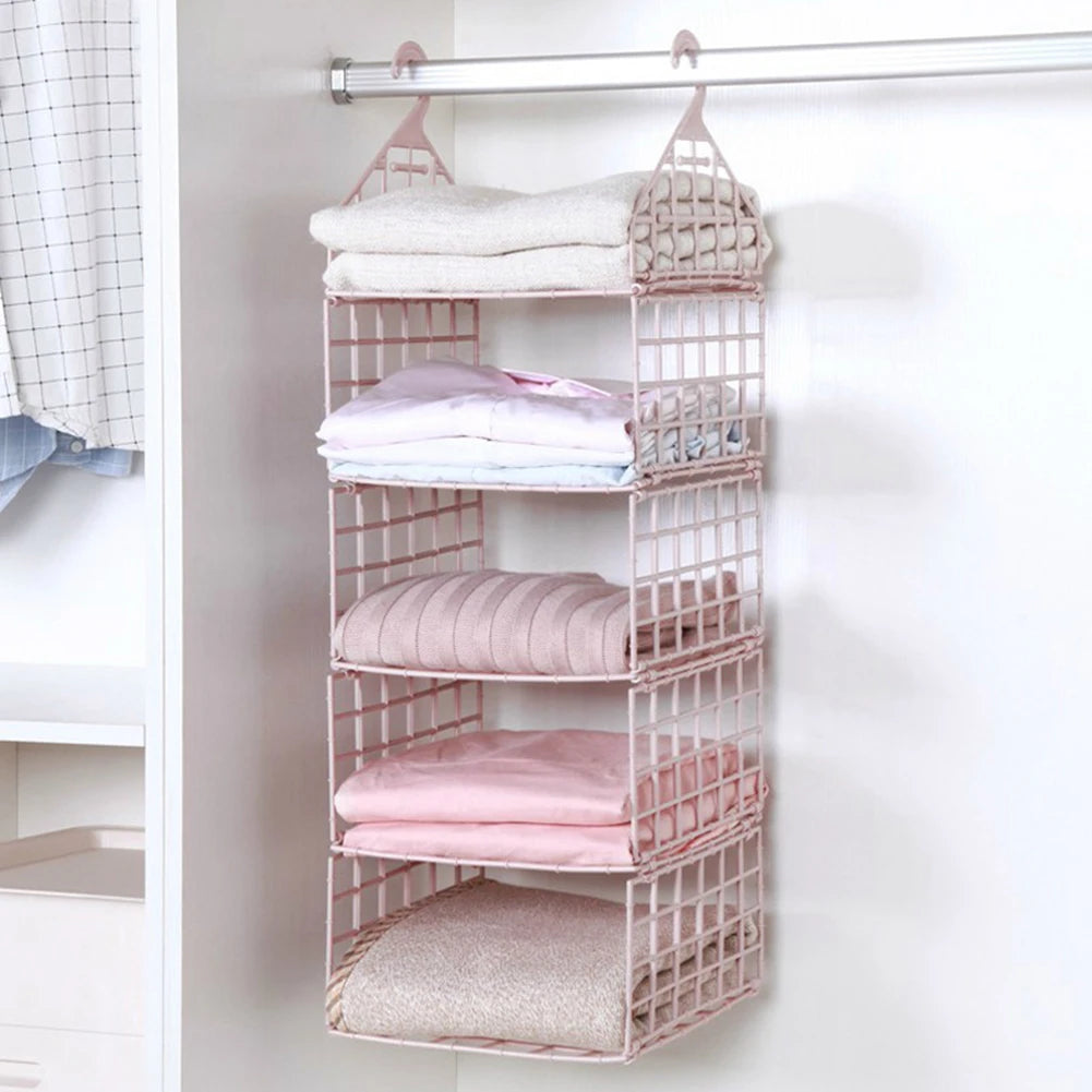 étagère suspendue moderne rose pâle étages hooks rangement serviettes pulls