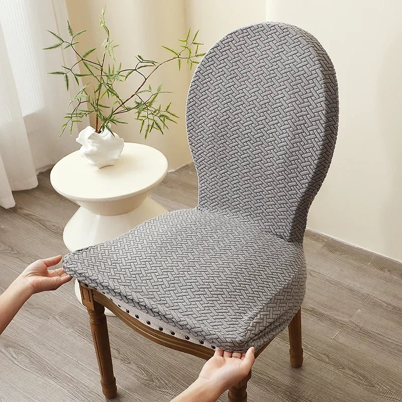 housse chaise tissée motifs géométriques beige moderne protection salon mariage