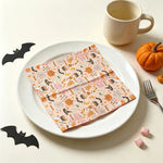 serviettes papier halloween fantômes citrouilles araignées rose clair orange noire festives table 33cm pack