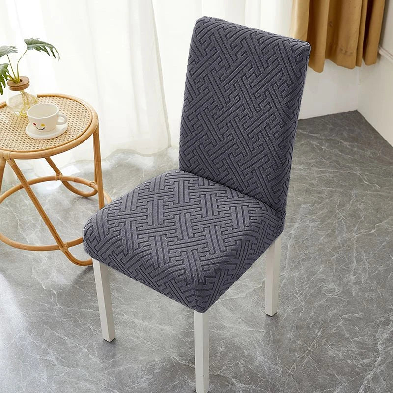 housse chaise moderne motif géométrique beige clair spandex polyester adhésif universal chair