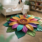 tapis fleur tournesol jaune vert moderne 60x60cm polyester antidérapant salon chambre