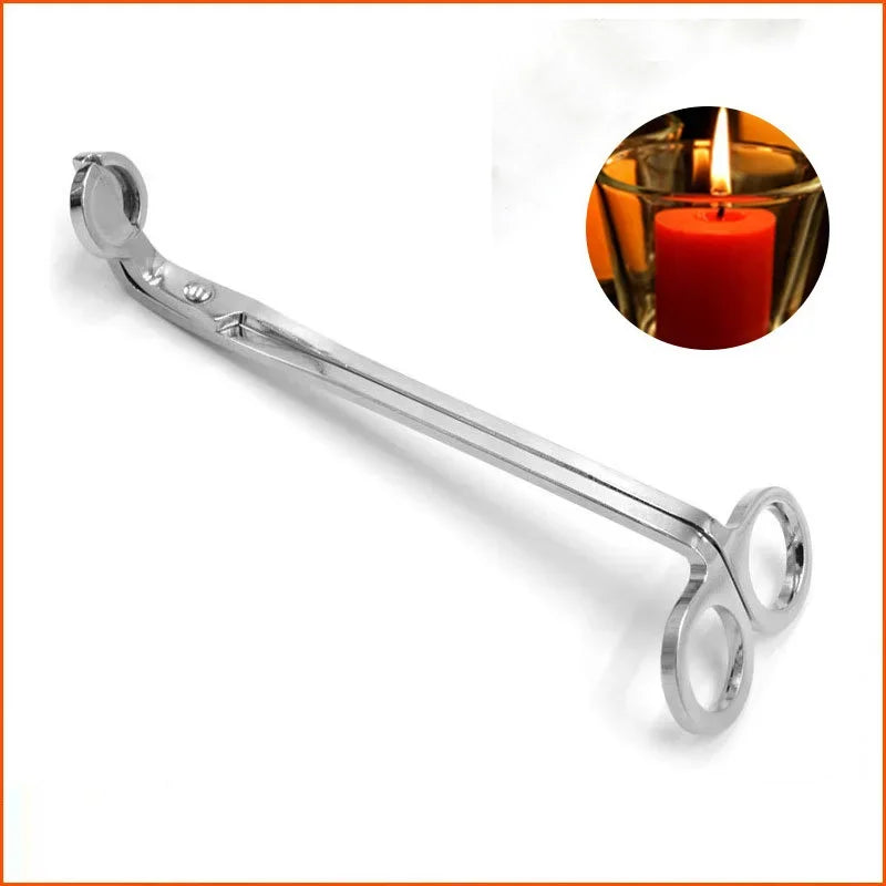 pince mèche bougie acier inoxydable moderne argentée coupe mèches lampe huile outil garniture minimaliste