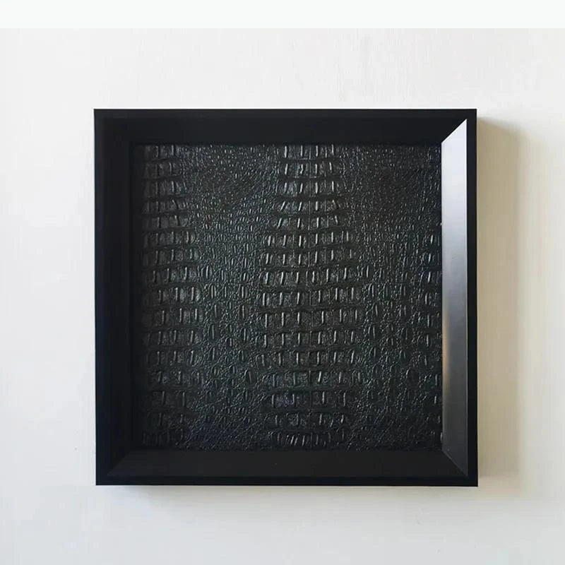 cadre mural moderne effet peau crocodile noir sans fixation 35cm 35cm