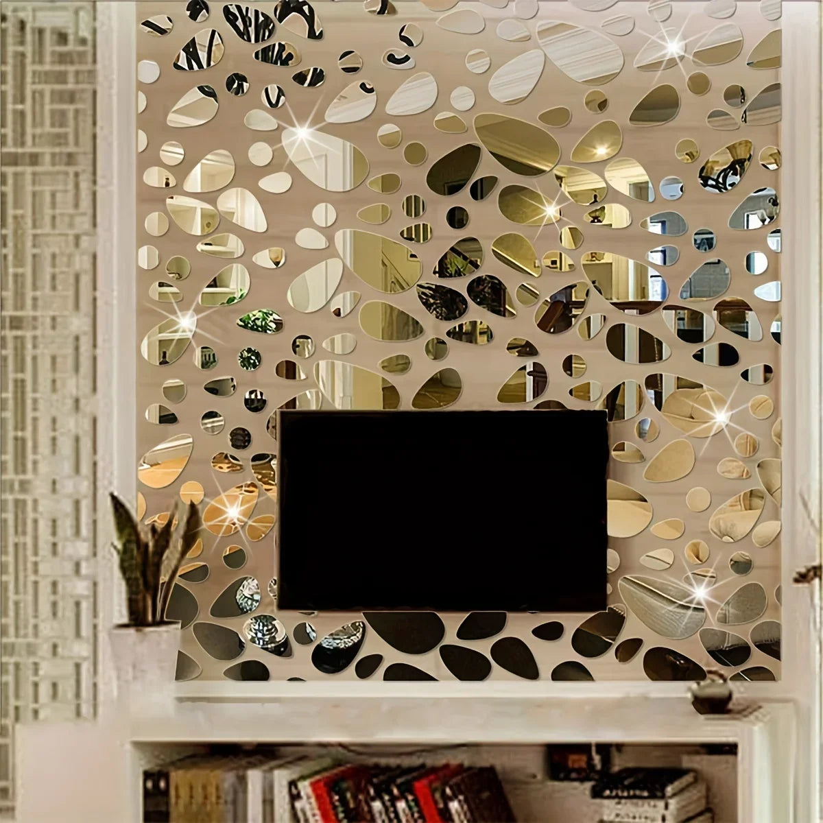 décoration murale moderne 20 pièces autocollants miroir formes ovales brillantes dorées maison