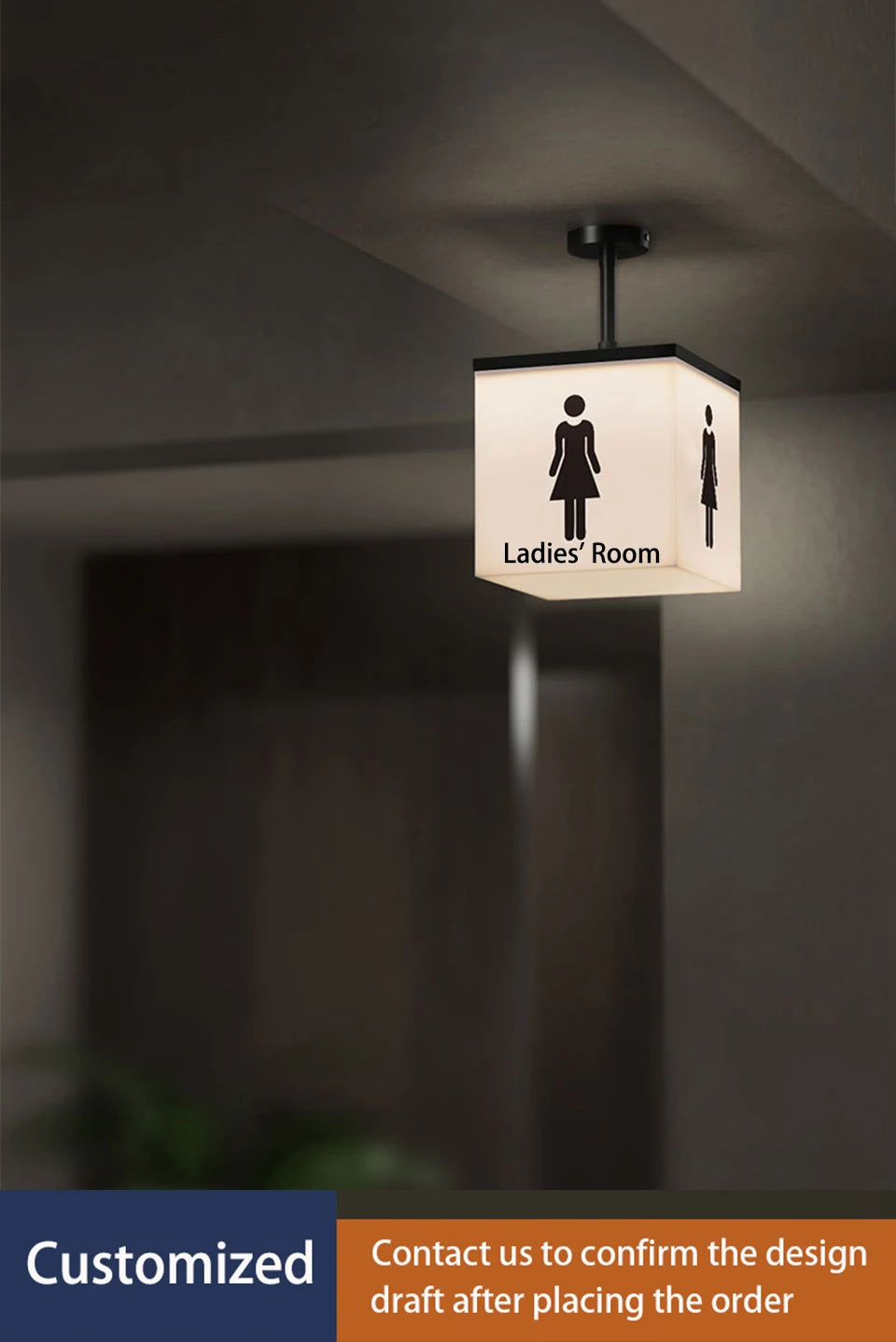 panneau indicateur lumineux led moderne toilets pictogrammes grunge beige noir minimaliste