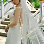 voile mariée blanc broderie feuilles transparente classique clips femme wedding veil