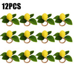 anneau serviettes citron feuilles vertes deco naturelle table occasionnelle festive respectueux environnement pack variante
