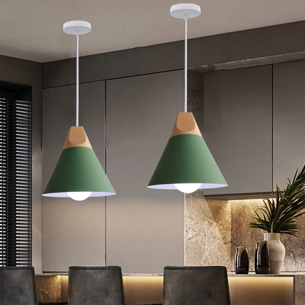 suspension lumineuse moderne vert conique câble suspendu salon chambrehôtel
