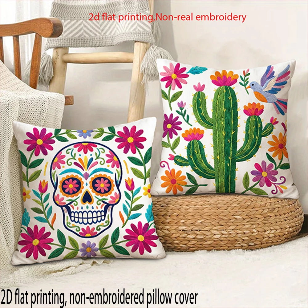 taies d'oreiller décoratives cactus fleurs modernes polyester peacheskin 40x40cm 45x45cm 50x50cm 60x60cm ethnique