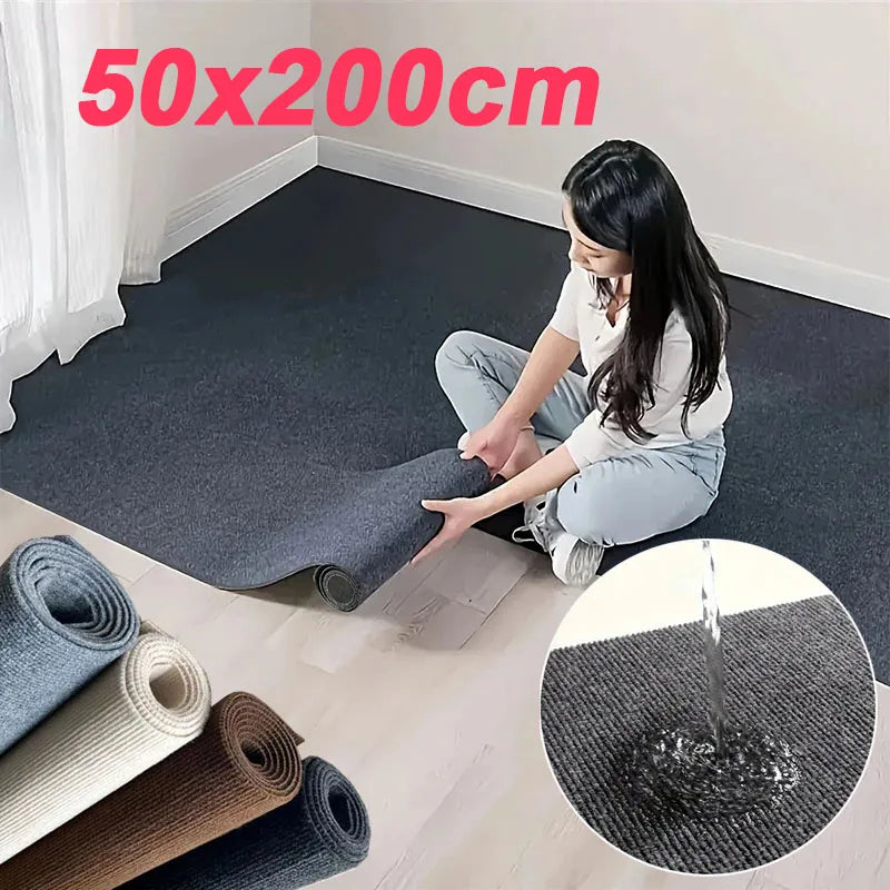 tapis adhésif gris moderne texture polyester 50x200cm chambre salon décoration maison absorption eau