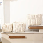 paniers rangement réutilisables tissage coton rotin tailles petites moyennes grandes scandinave minimaliste