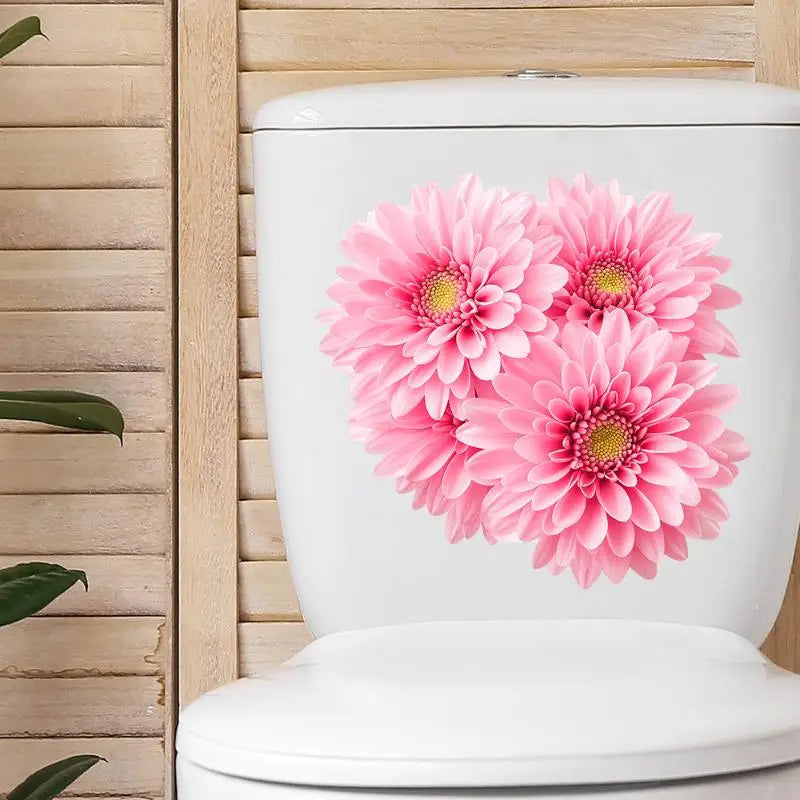 sticker mural moderne fleur gerbera rose adhésif décoration intérieure contemporain chambre salon