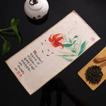 serviettes thé vert bleu beige peinture chinoise motifs floraux art traditionnel zipper cuisine