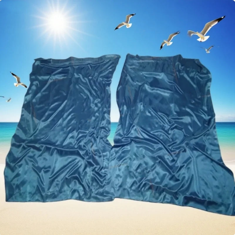 serviettes plage satinées moderne bleu rouge vert marron noir douces double face lisses couple