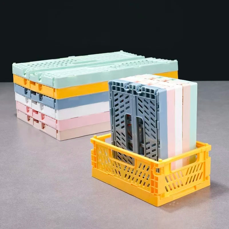 caisse rangement pliante perforée moderne bleu rose jaune verte gris noir clips respectueux environnement
