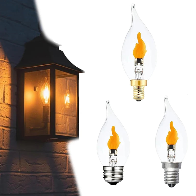 ampoules led effet flamme vacillante base e12 transparentes jaunes modernes decoratives rechargeables solaires