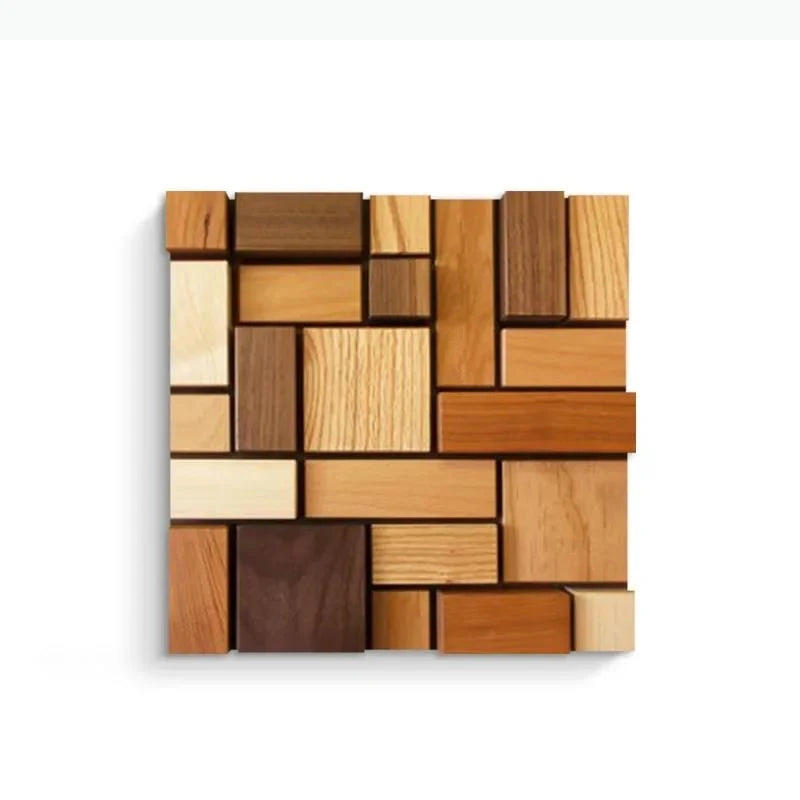décoration murale bois assemblage moderne tableaux rectangulaires couleurs variéesintérieur minimaliste