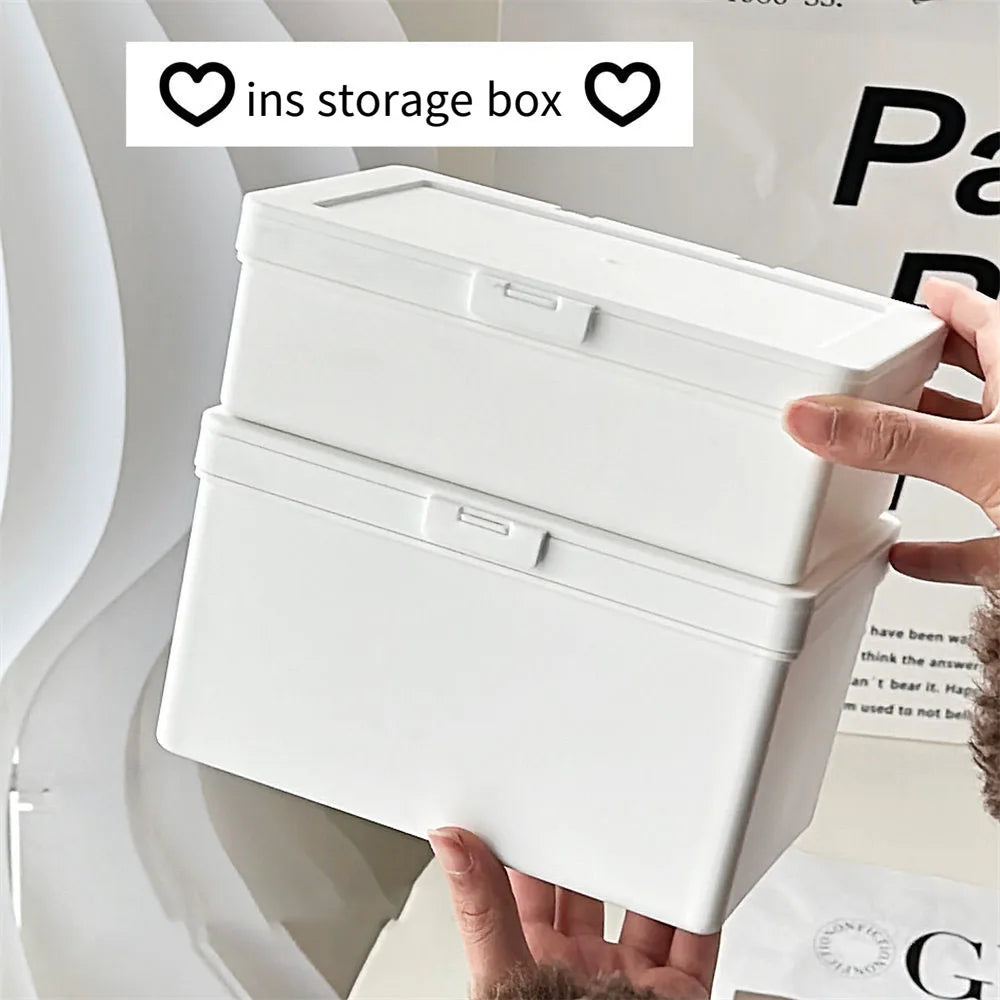boîte rangement moderne blanc cartes bijoux papier téléphone lunettes organisation plastique durable environnement respectueux