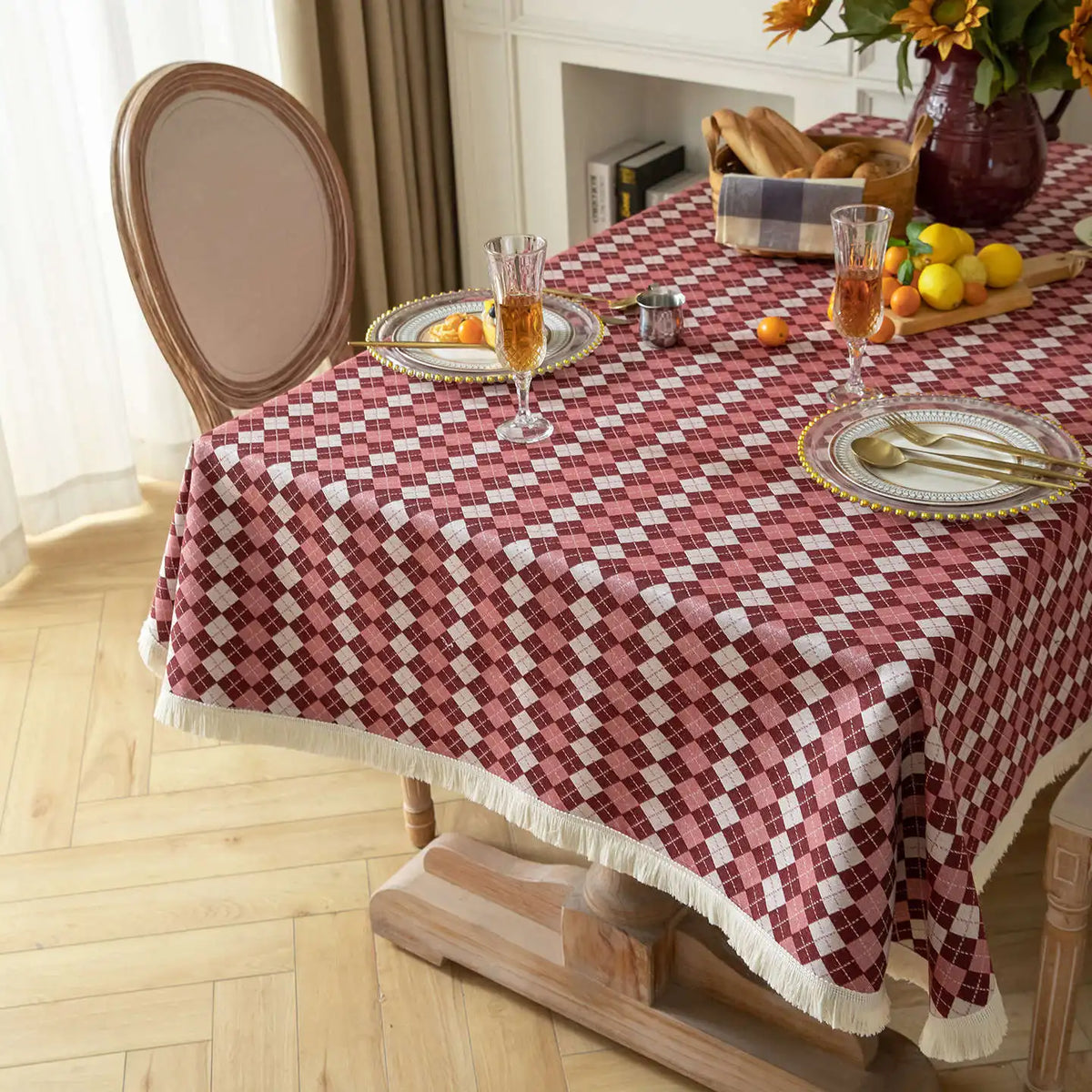 nappe carreaux bleu marine table hiver printemps été noël classique réutilisable polyester coton farmhouse