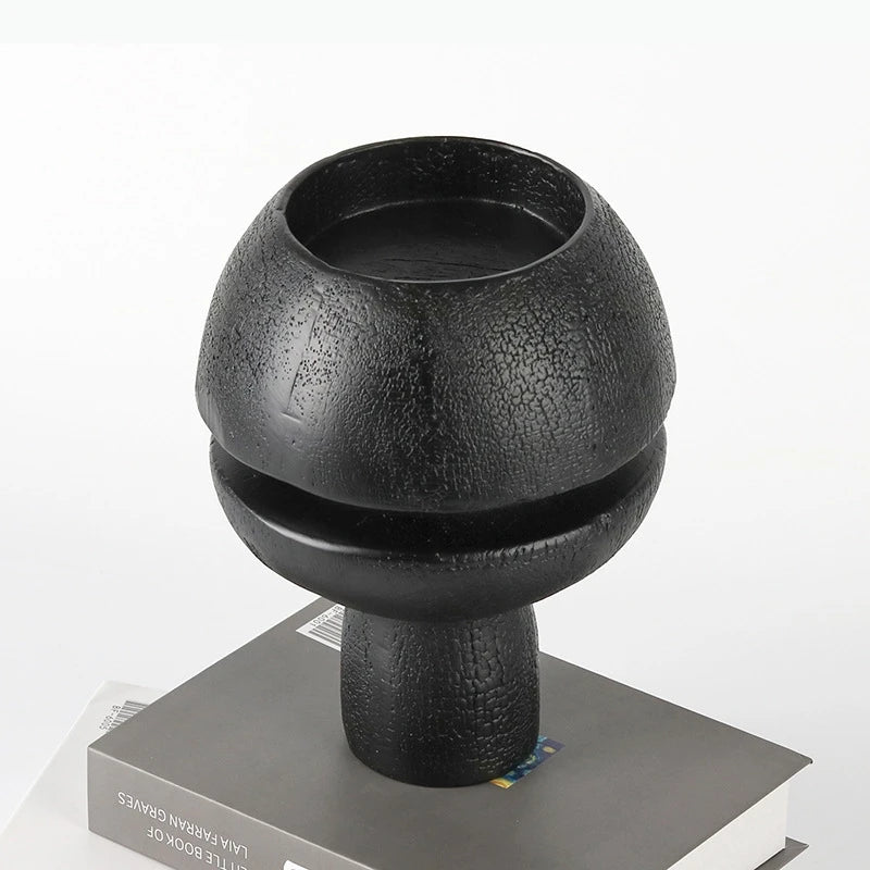 décoration intérieure vase noir sculptural moderne minimaliste texturé 24cm 18cm