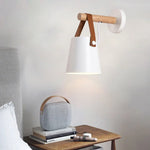 lampe murale moderne minimaliste abatjour conique sangles cuir éclairage chambre salon cuisine industriel fixée