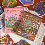 stickers muraux 3d animés enfants rose bleu vert personnages meubles adhésifs chambre transparents