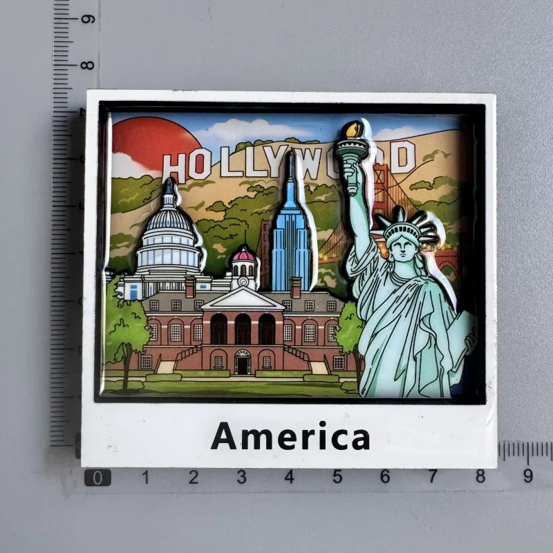 aimant réfrigérateur décoration voyage monuments américains villes californie souvenir magnetique pvc souple graphique