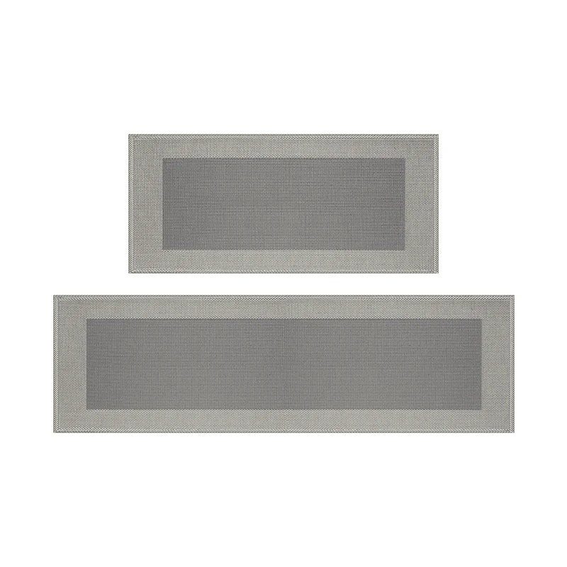 tapis cuisine extérieur moderne gris clair absorbant liquides bordure contrastée texture tissée chenille polyester
