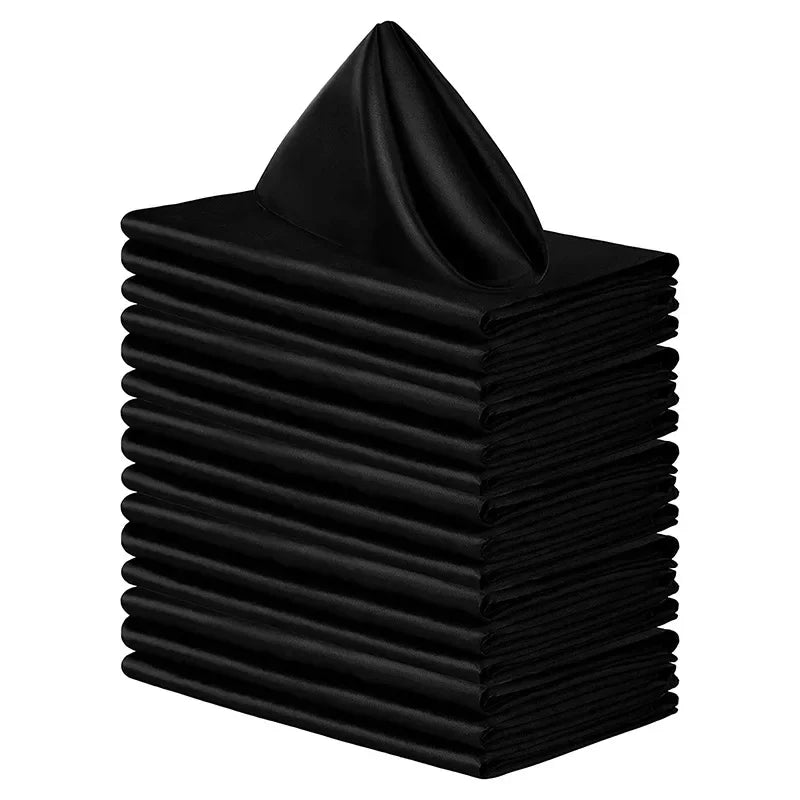serviettes table satin vert classique réutilisables mariage fêtes maison restaurant uni opaques