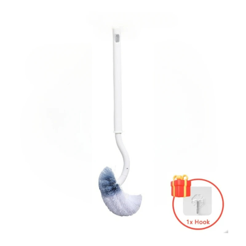 brosse wc souple forme long manche 360 blanc gris moderne sans coin mort respectueux
