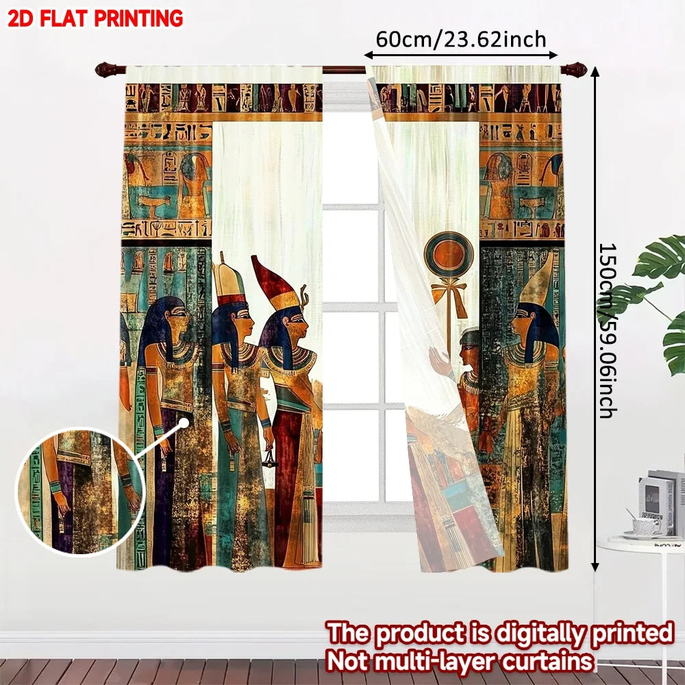 rideaux classiques égyptiens antiques multicolores semi opaques pièces polyester 75x166cm