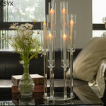 porte bougies transparent acrylique décoration maison moderne élégant six bras table mariage fête