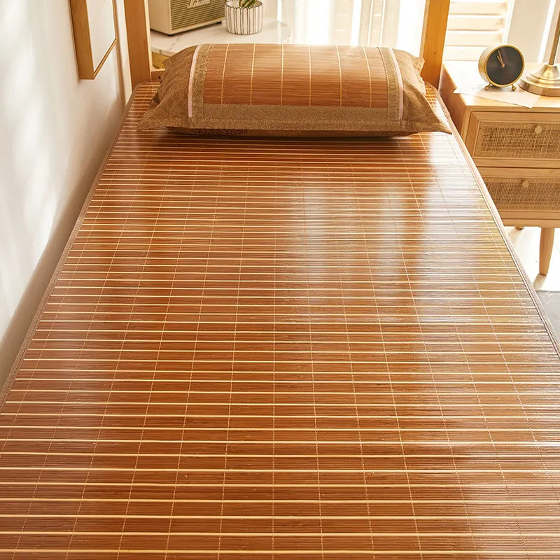 tapis sol moderne rayures horizontales beige brun clair