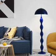 lampadaire moderne bleu rouge vert blanc forme champignon cloche ondulée pied stable