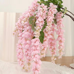 guirlande fleurs artificielles rose clair blanc petites fleurs feuilles vertes décorative romantique intérieur mariage