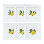 serviettes coton brodées citrons blancs classiques usage maison restaurant decoration table mariage