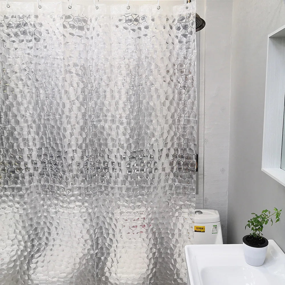 rideau douche transparent hexagonnel texture moderne 3d translucide gris ourlet standard 80x180cm