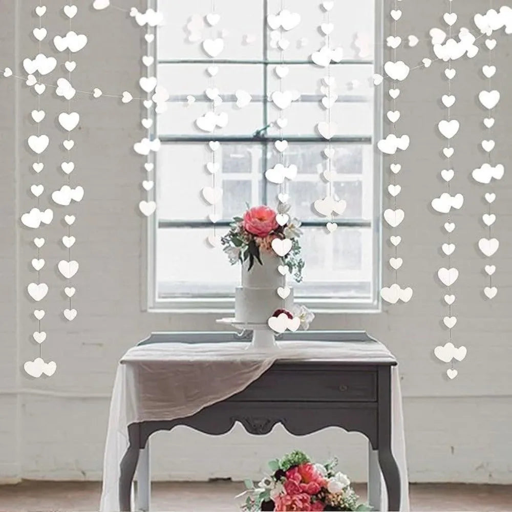 guirlande suspendue coeurs brillants mariage saint valentin rose rouge or blanc festive