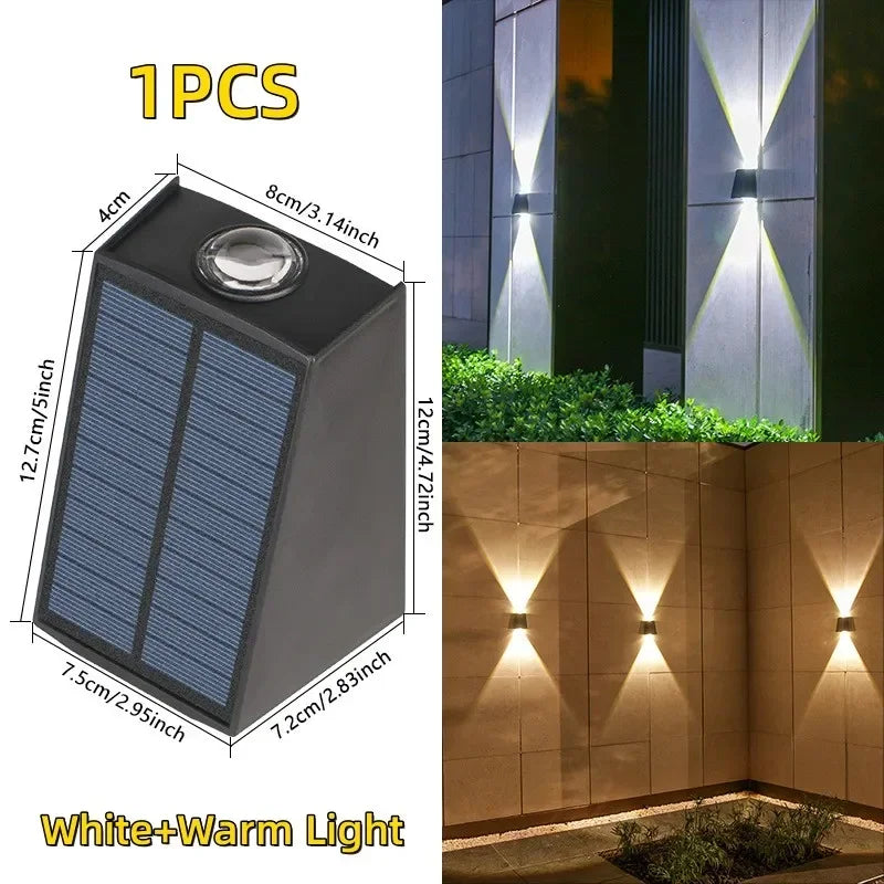 lampes murales solaires modernes led noires lumière jaune ip65 étanchesextérieur minimalistes