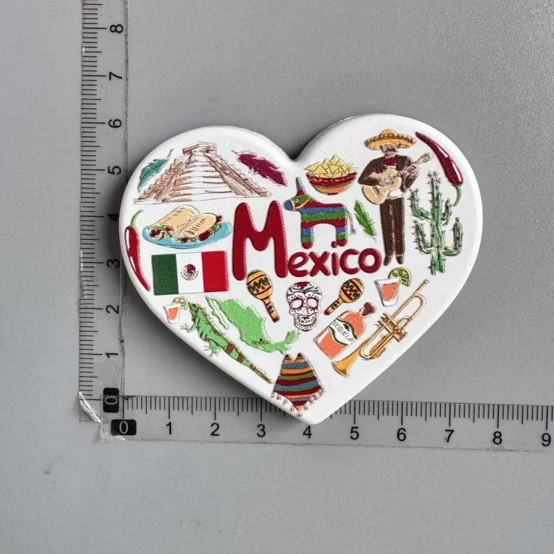 aimants réfrigérateur mexicains sombreros guitares cactus motifs floraux animaux exotiques souvenirs traditionnels multicolores