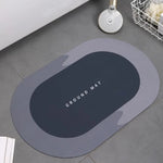 tapis bain ovale double couleur moderne salle bain gris bleu violet vert marron sans