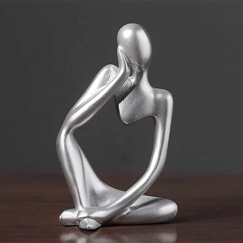 décoration intérieure moderne abstraite résine thinker statues noir doré argenté vases boisclair artworks