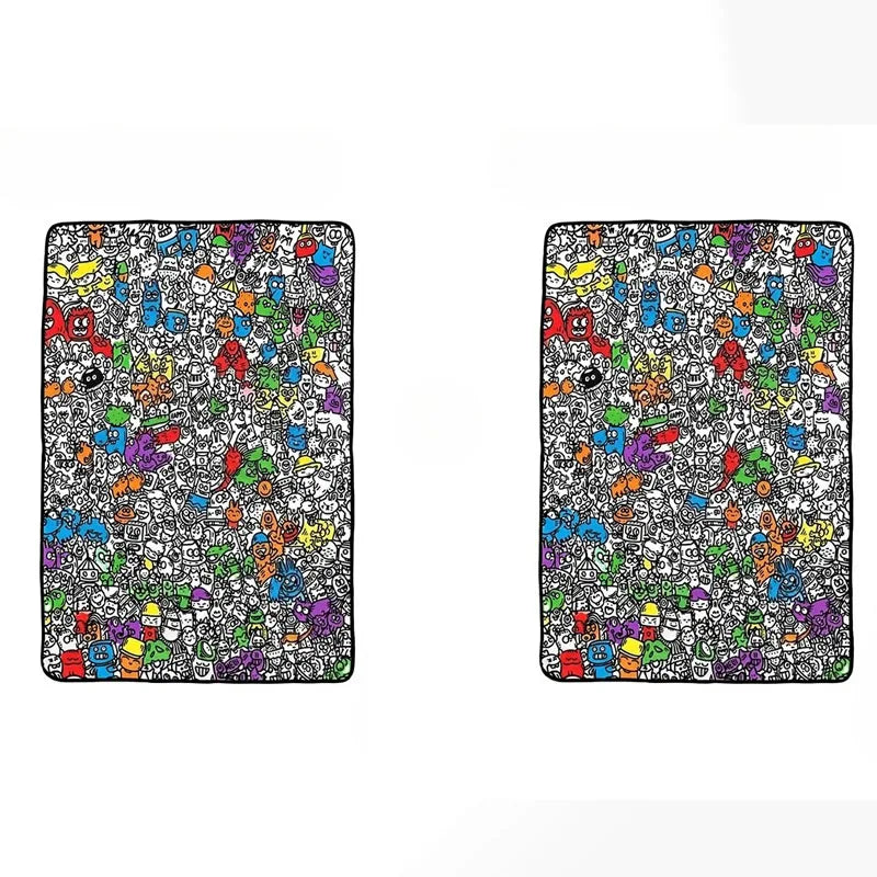 couverture coloriage enfant multicolore graffiti animaux créative daim polyester lavable DIY