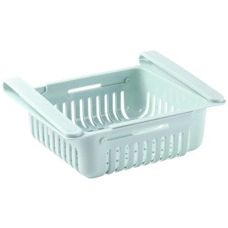 panier rangement réfrigérateur imperméable plastique rose clair vert pastel blanc grille perforation moderne clips
