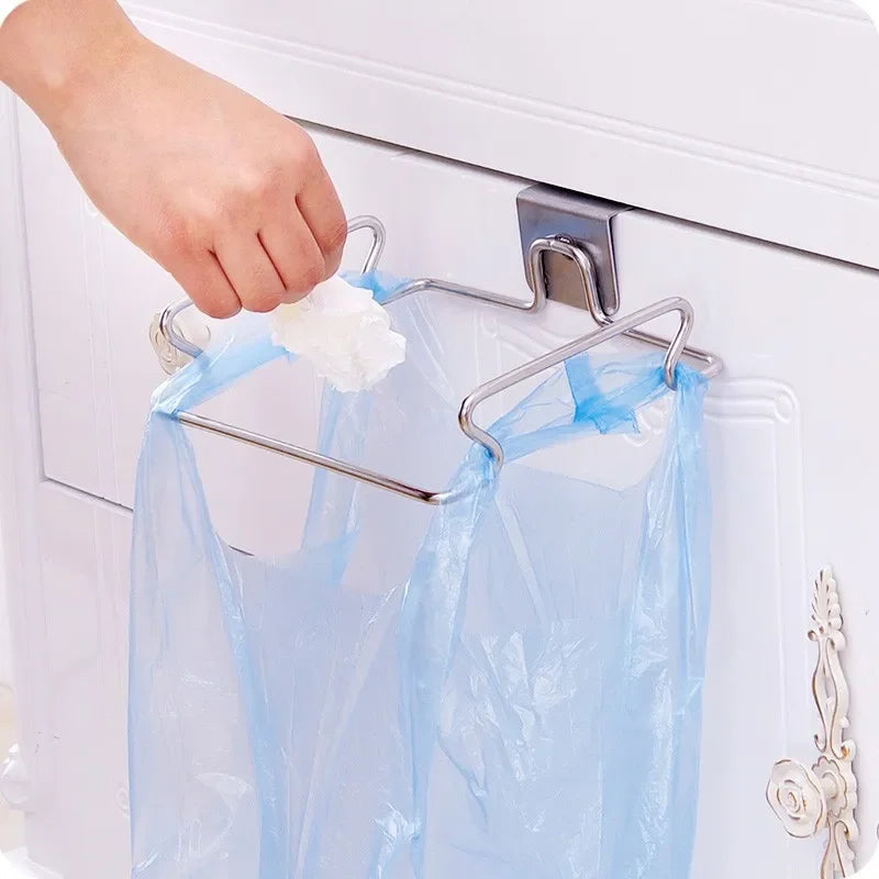 porte sacs poubelle acier inoxydable blanc bleu transparent moderne clips magnétiques rangement cuisine